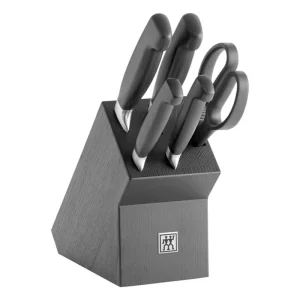 Bloque de cuchillos de 6 piezas, negro mate