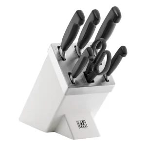 Bloque de cuchillos con sistema de autoafilado blanco, 7 piezas