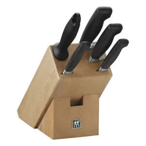 Juego de bloque de cuchillos de 6 piezas, natural