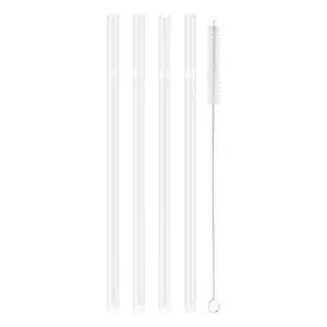 Juego de 4 popotes rectos de vidrío, 23 cm