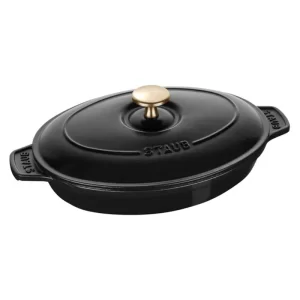 Plato para horno ovalado, Hierro fundido, Negro - 23x17 cm