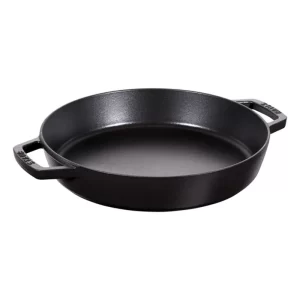 Sartén con doble asa, Paellera Hierro fundido, Negro - 34 cm