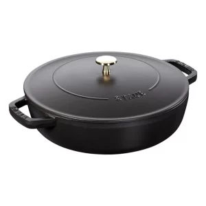 Sartén chistera, 2 asas, hierro fundido, negro - 24 cm