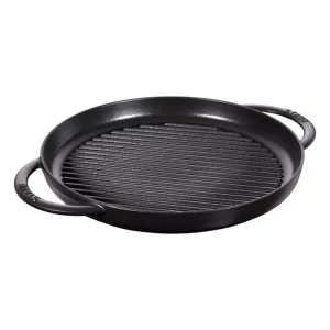 Sartén con grill con asas, Hierro fundido, Negro - 30 cm