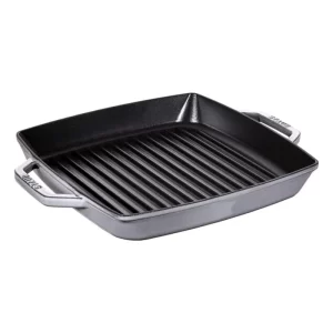 Sartén con grill cuadrado, Hierro fundido, Gris - 28 cm