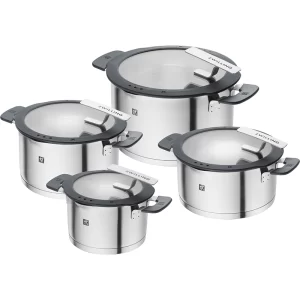 Batería de cocina, 4-pzs, Acero inoxidable